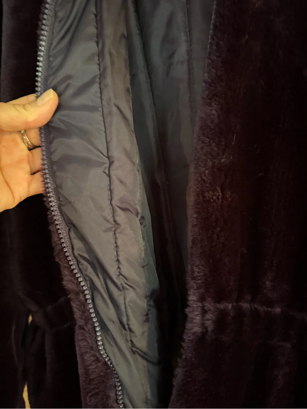 Vintage 90s Christie Brooks Purple Faux Fur Hooded Coat Jacket Girls L 14